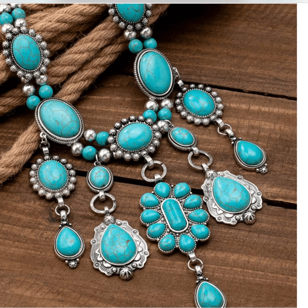 NEW Boho Turquoise Statement Necklace